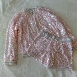 Sequins jacket and matching shorts girls size 7/8